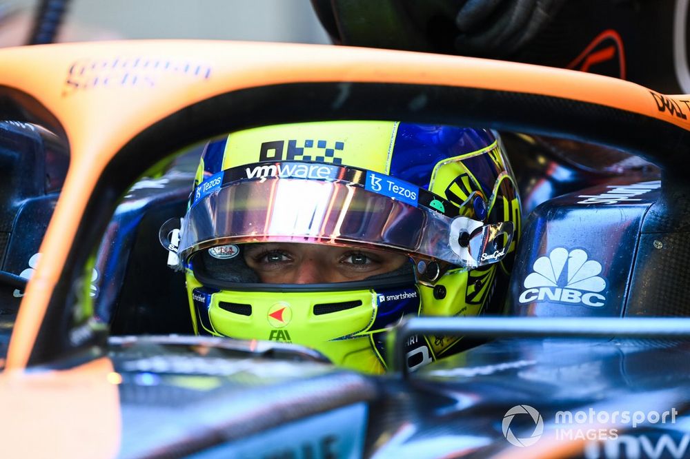 Lando Norris, McLaren, in cockpit