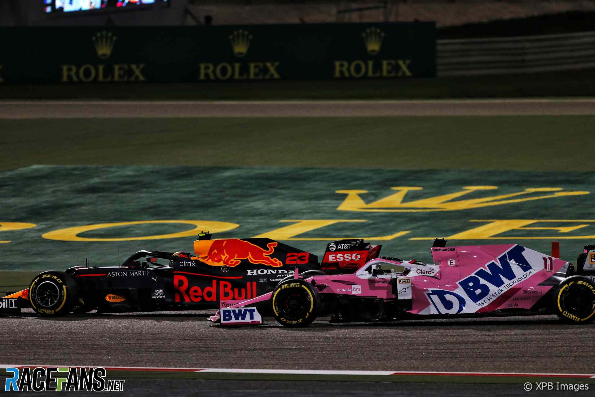 Alexander Albon, Sergio Perez, Bahrain International Circuit, 2020