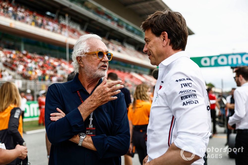 Flavio Briatore, Executive Advisor, Alpine F1, Toto Wolff, Team Principal and CEO, Mercedes-AMG F1 Team