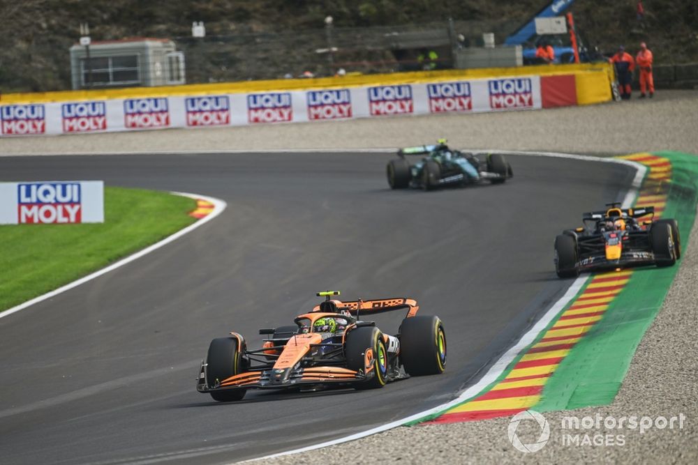 Lando Norris, McLaren MCL38, Max Verstappen, Red Bull Racing RB20, Fernando Alonso, Aston Martin AMR24