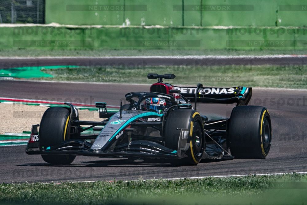 Andrea Kimi Antonelli testing as Mercedes at Imola earlier this year