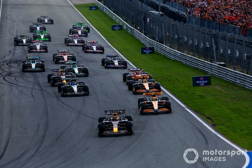 McLaren's Lando Norris lost the skirmish at the start but beat Red Bull's Max Verstappen in the battle for victory