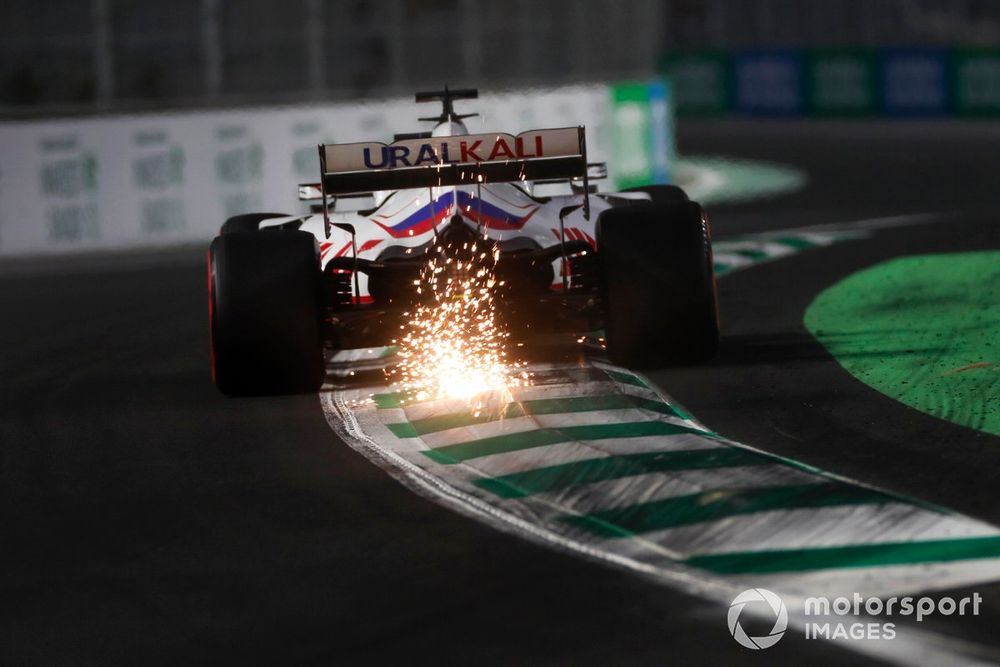 Sparks kick up from Nikita Mazepin, Haas VF-21