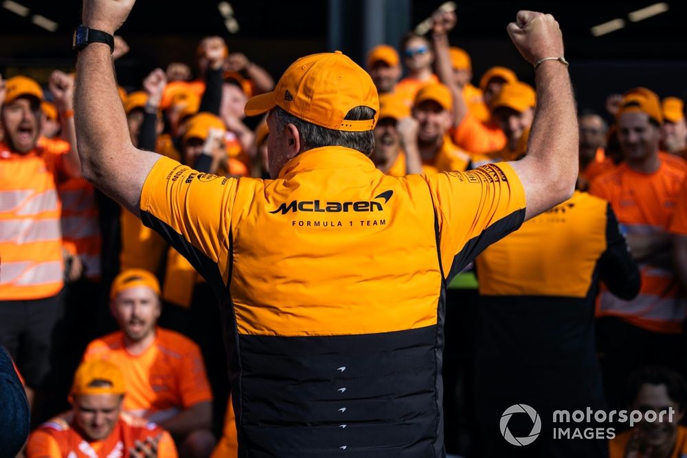 Zak Brown, CEO, McLaren Racing, during the McLaren team celebrations