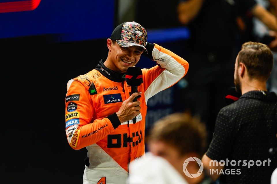 Pole man Lando Norris, McLaren F1 Team, is interviewed after Qualifying