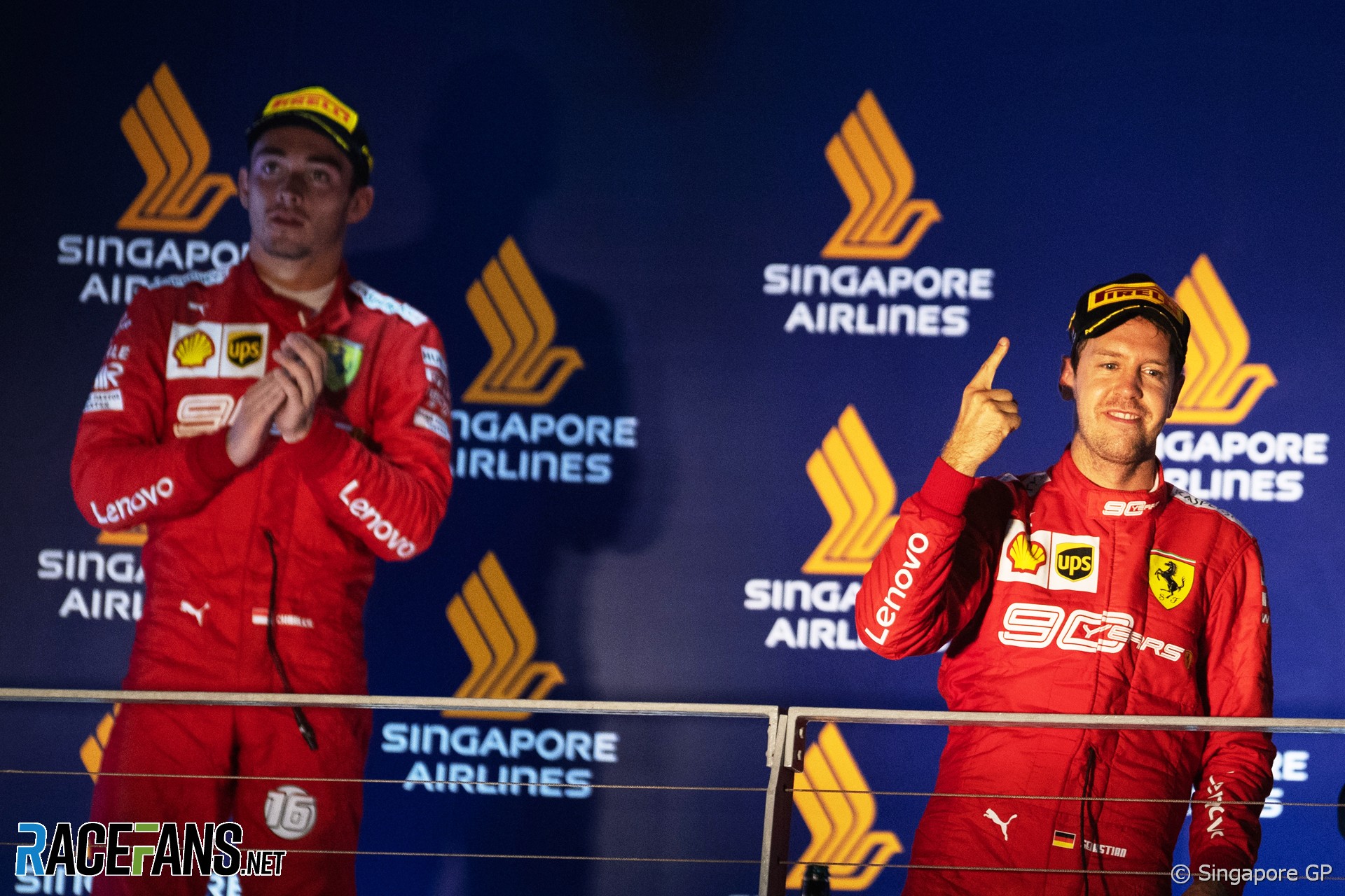 Charles Leclerc, Sebastian Vettel, Ferrari, Singapore, 2019