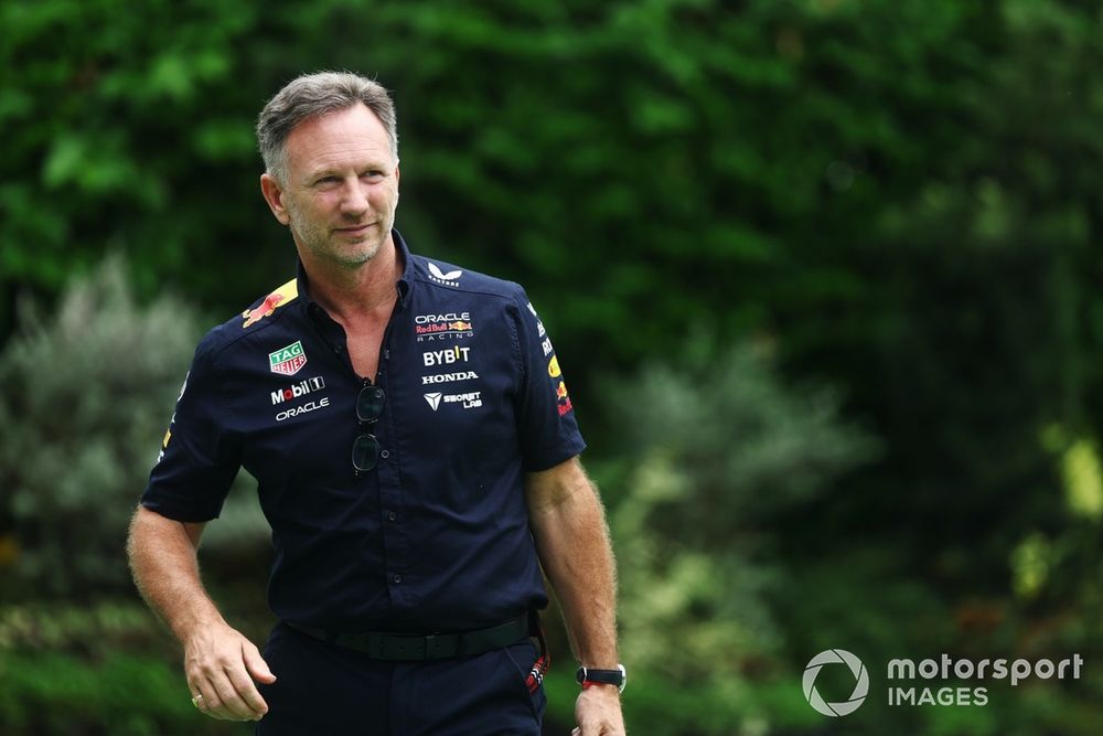 Christian Horner, Team Principal, Red Bull Racing, arrives at the track 