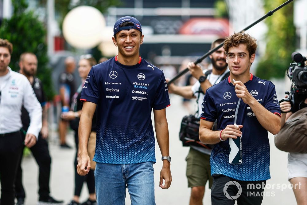 Alex Albon, Williams Racing, Franco Colapinto, Williams Racing, in the Paddock 