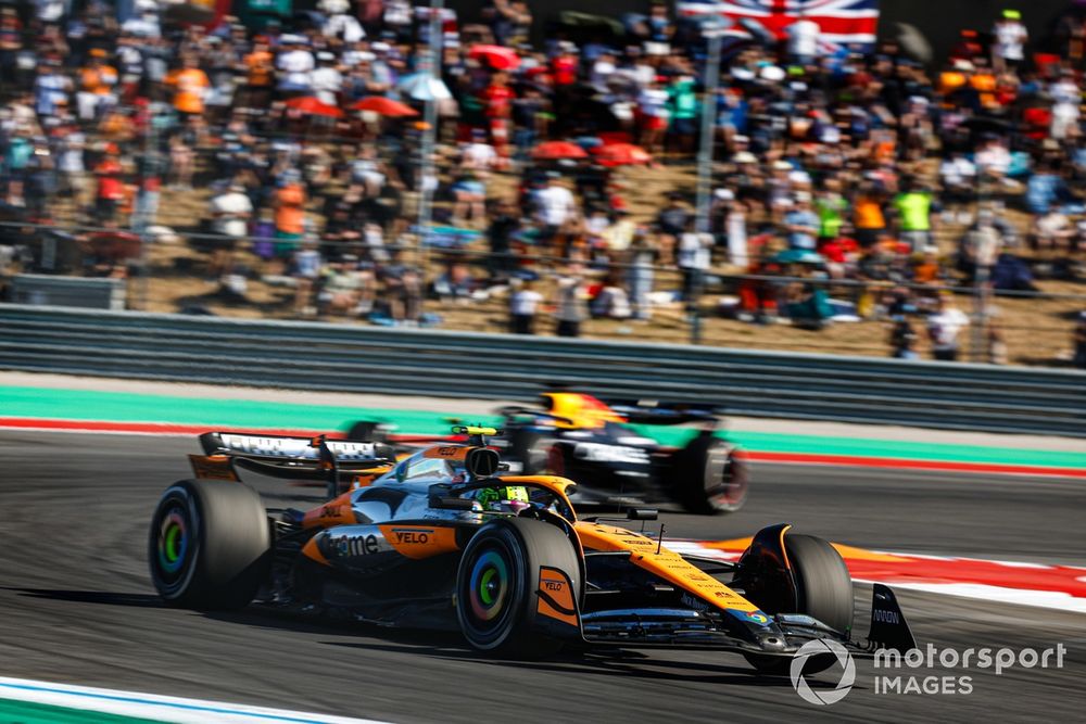 Norris did get ahead of Verstappen outside the track limits and could not pull away to negate his five-second penalty