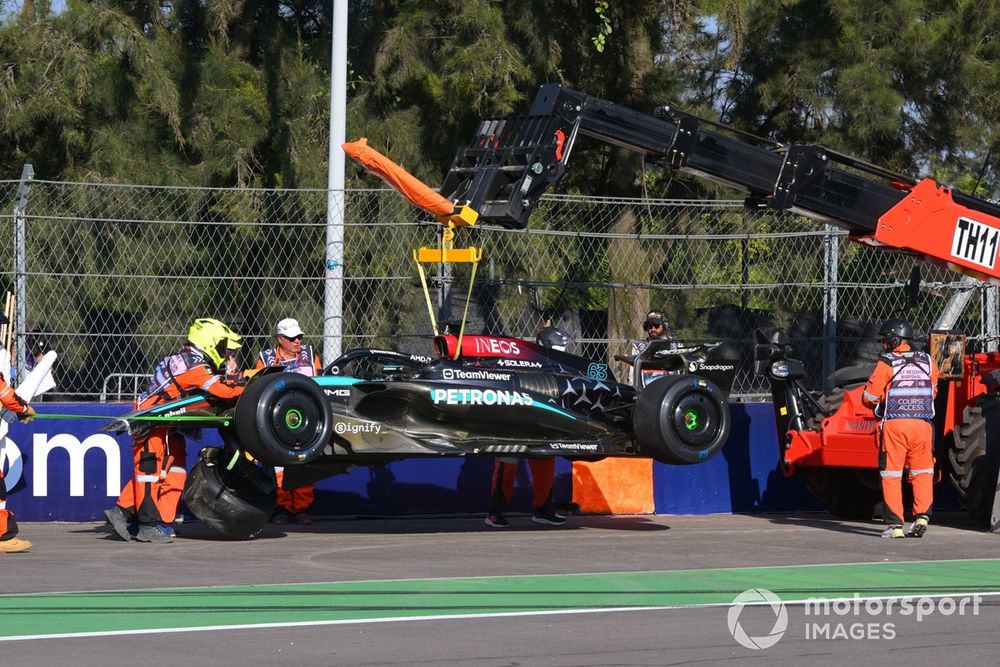 Russell suffered his second heavy crash in just over a week after his qualifying shunt in Austin