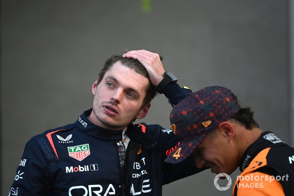 Max Verstappen, Red Bull Racing, Lando Norris, McLaren F1 Team, in Parc Ferme after Qualifying