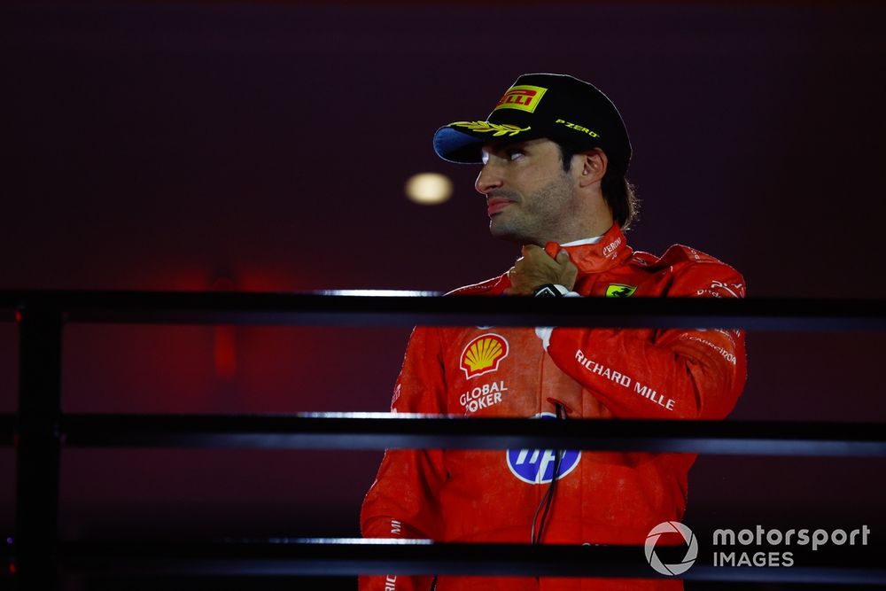 Carlos Sainz, Scuderia Ferrari, 3rd position, on the podium