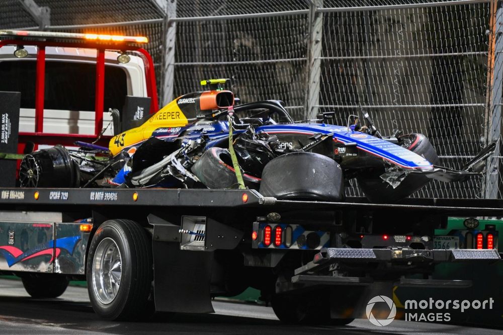 The damaged car of Franco Colapinto, Williams FW46