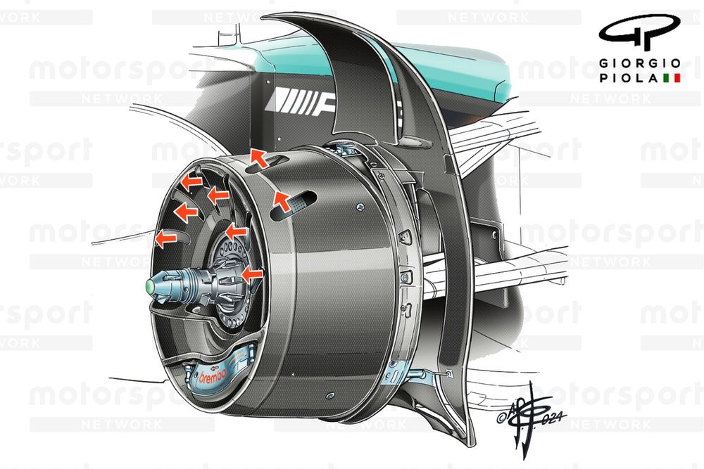 Mercedes W15 brake drum detail