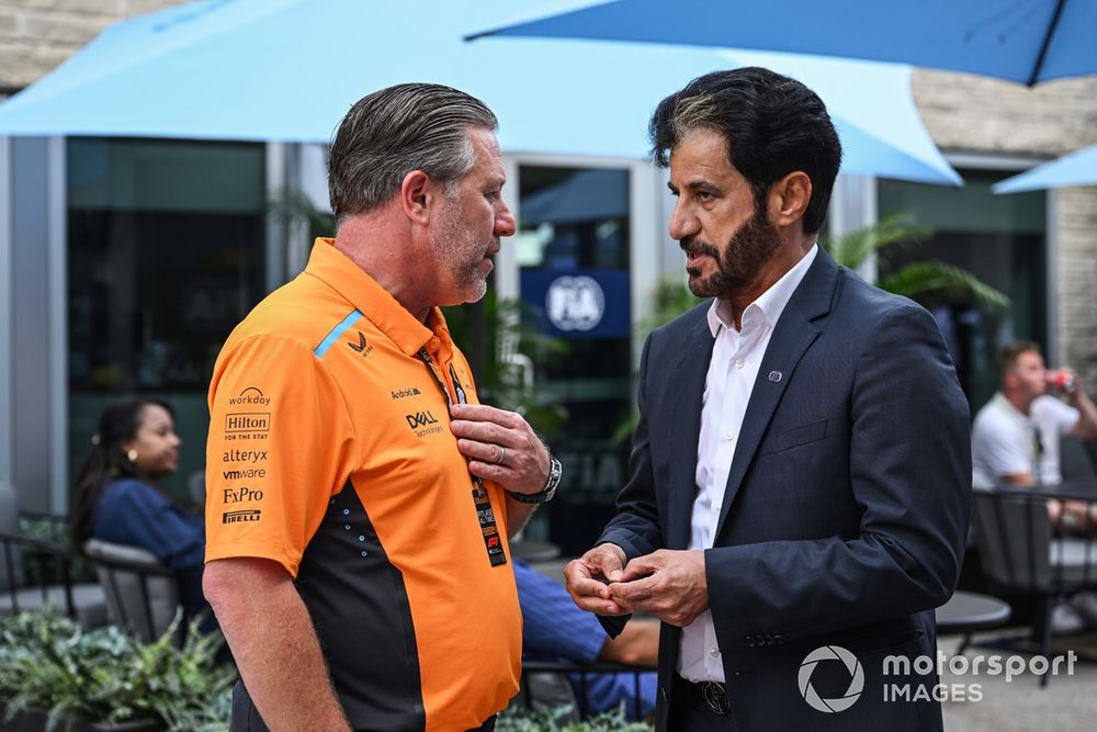 Zak Brown, CEO, McLaren Racing, Mohammed Ben Sulayem, President, FIA