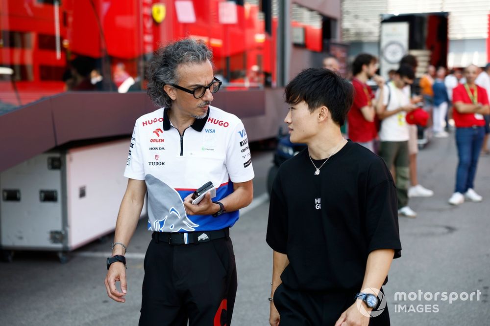 Laurent Mekies, Team Principal, RB F1 Team, Yuki Tsunoda, Visa Cash App RB F1 Team