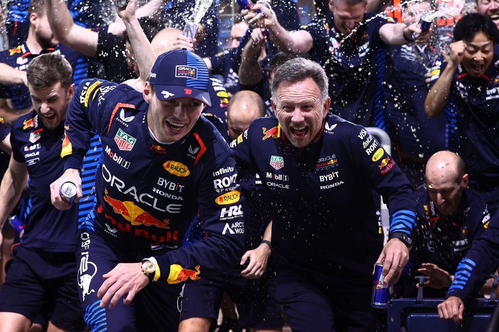 Race winner Max Verstappen, Red Bull Racing, Christian Horner, Team Principal, Red Bull Racing