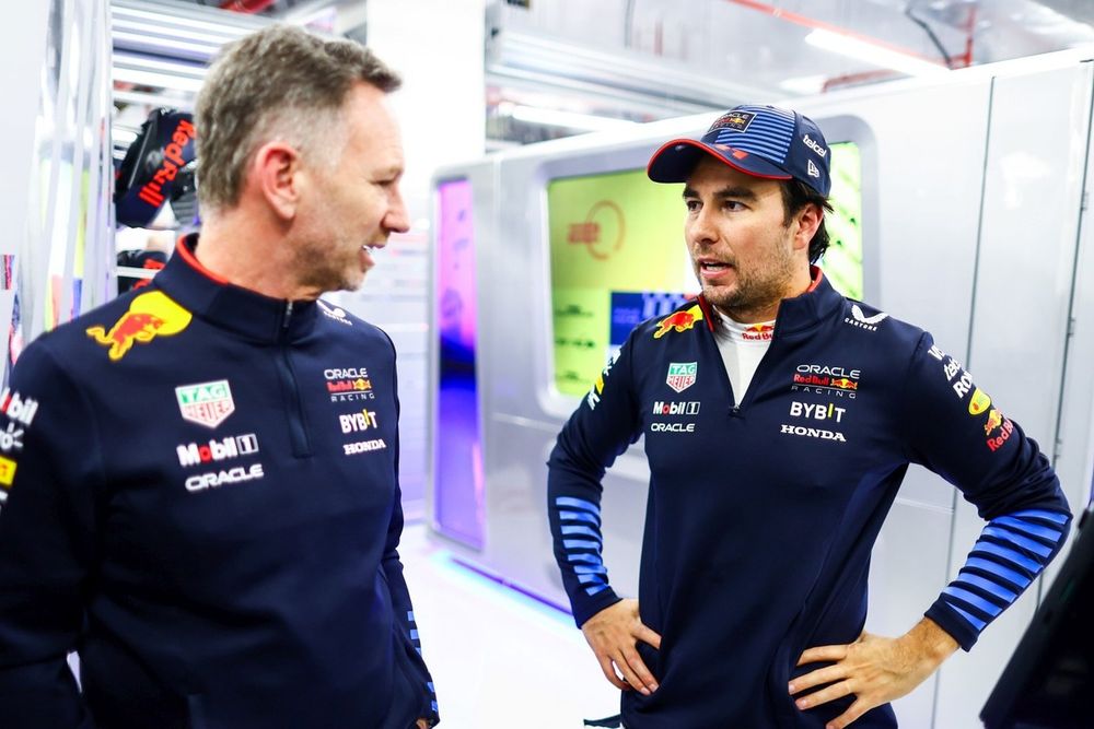 Christian Horner, Team Principal, Red Bull Racing, Sergio Perez, Red Bull Racing