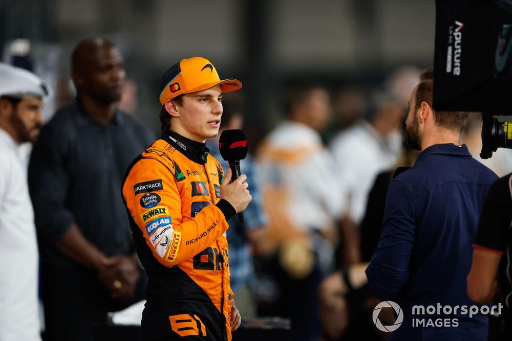 Oscar Piastri, McLaren F1 Team, is interviewed in Parc Ferme after Qualifying