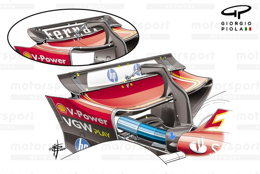 Ferrari SF-24 rear wing Monaco GP comparison