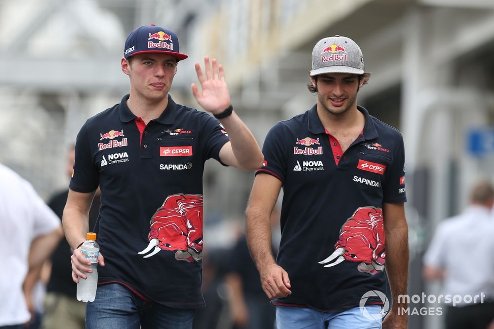 Max Verstappen, Scuderia Toro Rosso and Carlos Sainz, Scuderia Toro Rosso